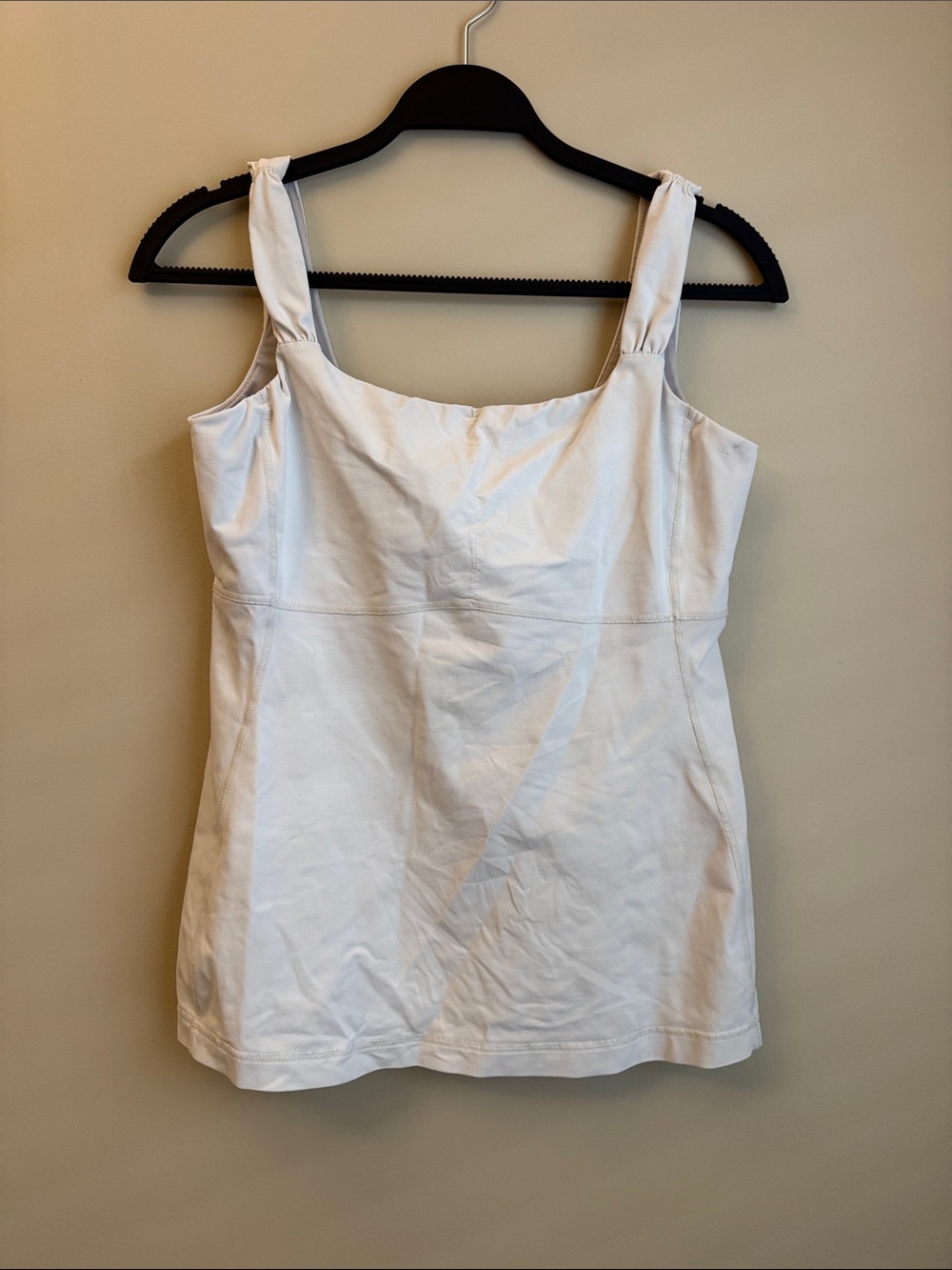 Lululemon White Square Neck Mesh Back Tank Top Size 10